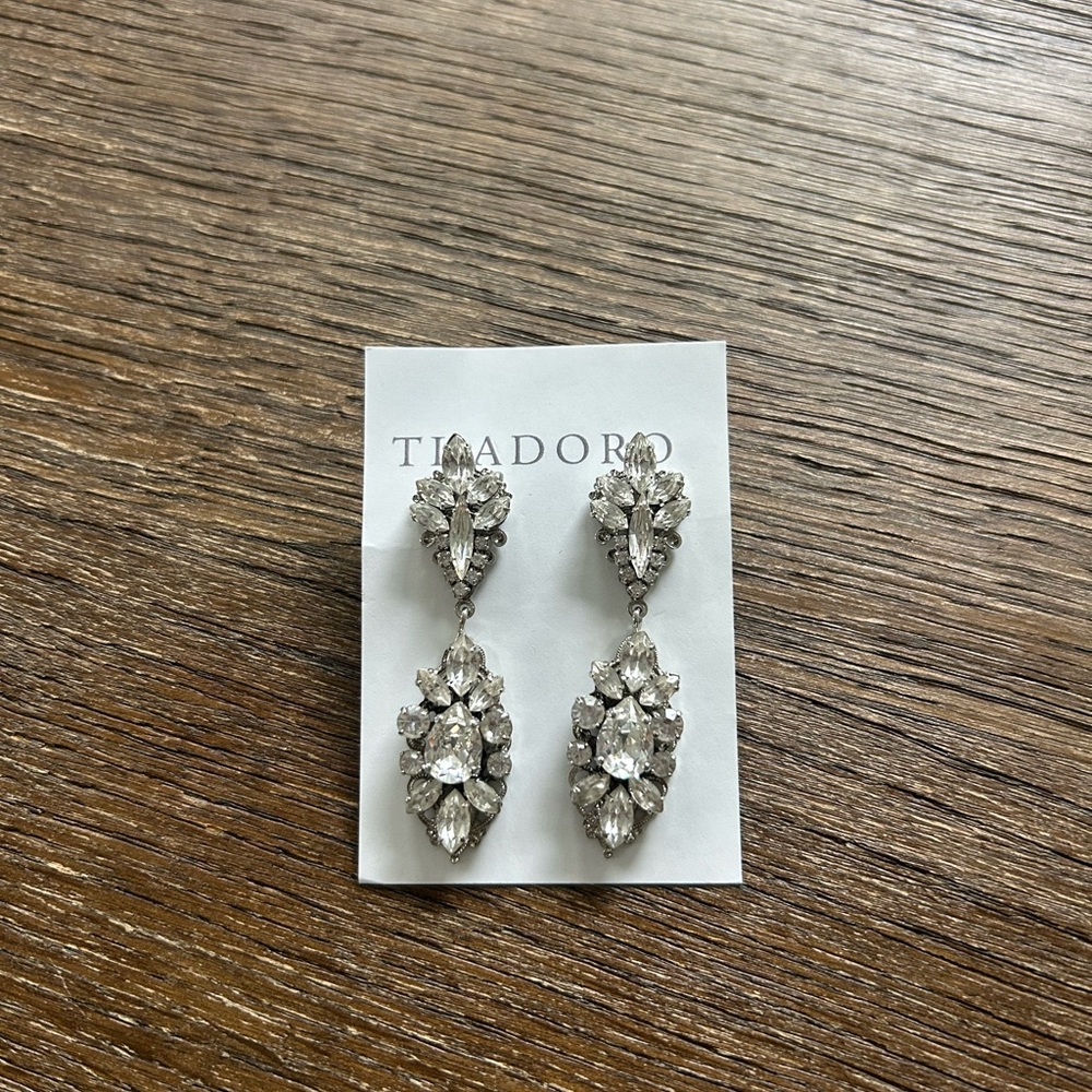 Ti Adoro Silver Crystal Drop Earrings - Picture 2 of 4
